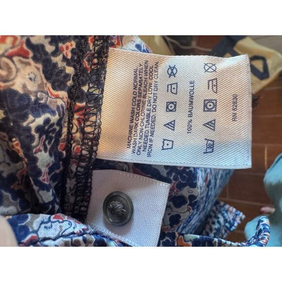 Lands' End Blue White Multicolor Button Up Cotton Women's Blouse Shirt Sz 6 - Picture 7 of 12